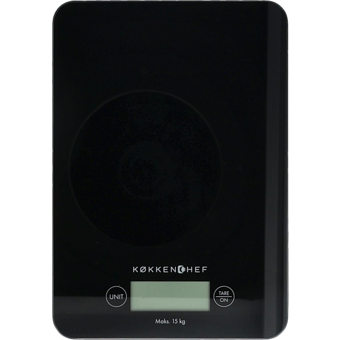 Køkkenchef digital køkkenvægt - sort glas (15 kg)