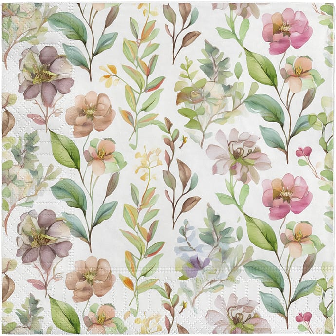 Mønstrede Servietter Rosa Blomster