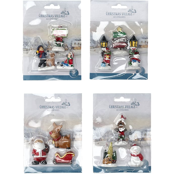 Julefigurer til nisselandskab H: ca. 5 cm 3-pak - flere varianter - assorteret