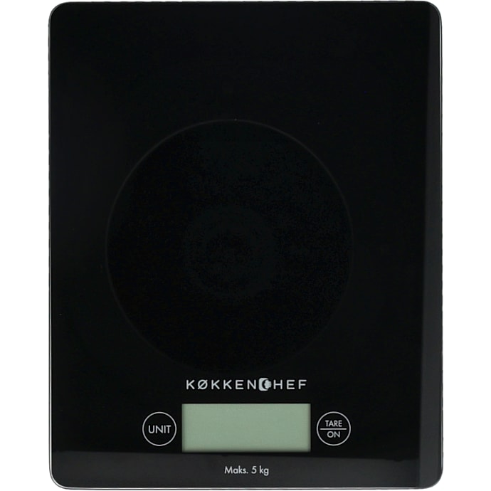 Køkkenchef digital køkkenvægt - sort glas (5 kg)