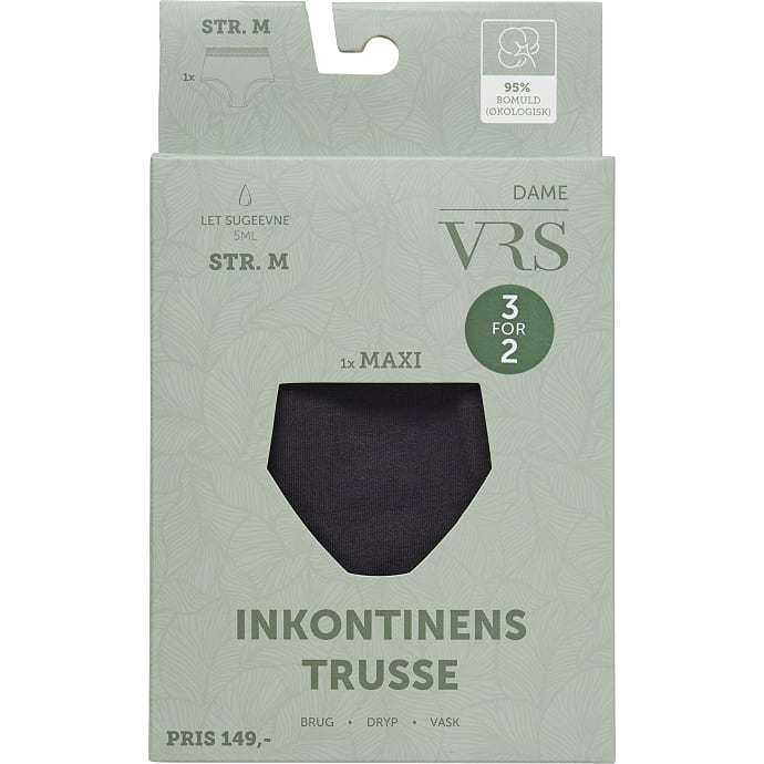 VRS Dame Maxi Inkontinenstrusser 3XL Sort