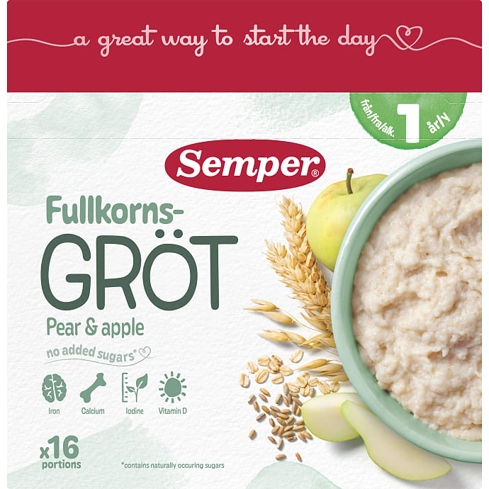 Semper Fuldkornsgrød med pære og æble