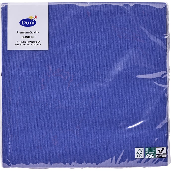 Duni Ensfarvede Servietter 40x40 cm 12-pak Mørkeblå