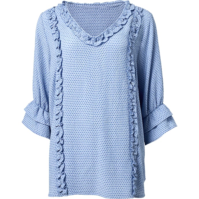 VRS Jackie Dame Bluse med Flæser - Blå