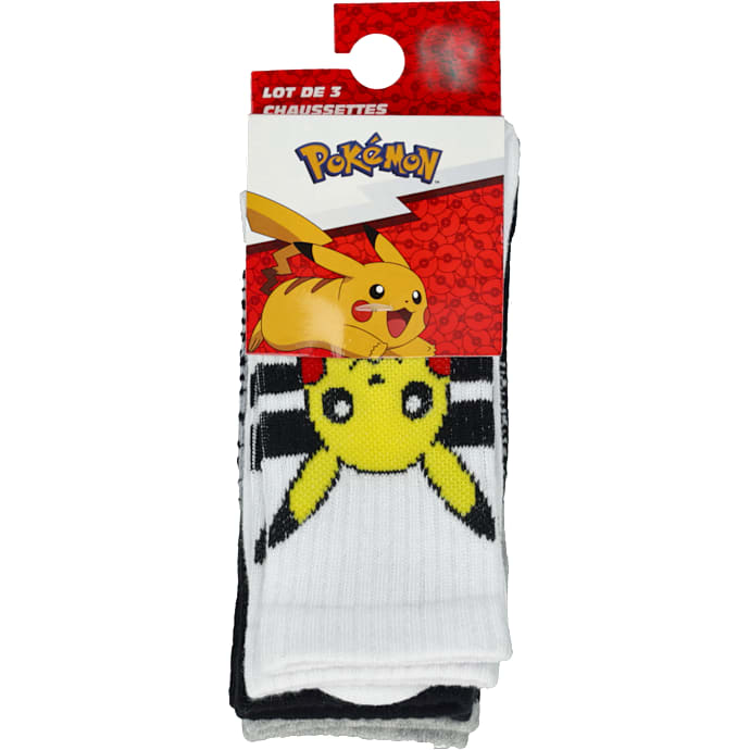 Pokemon 3-pak børnestrømper str. 35-37 - multifarvet