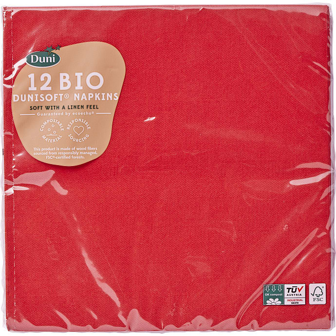 Duni ensfarvede servietter 40x40 cm rød