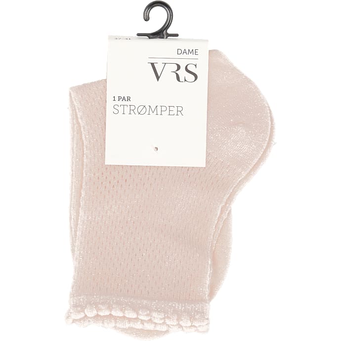 VRS dame glimmerstrømper med hulmønster str. onesize - pink