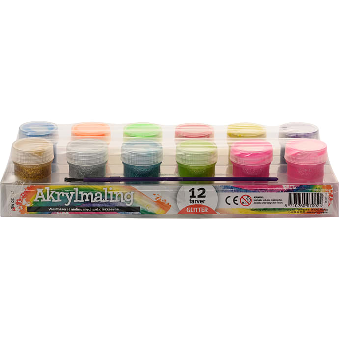 Acrylic paint 12x20 ml glitter colors