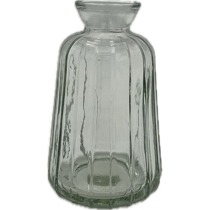 Vase med riller 6,8 x 11 cm - klar