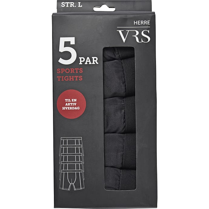 VRS herre 5-pak tights str. M - sort