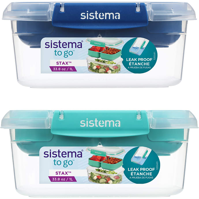 Sistema Stax To Go rektangulær madkasse (1L) - flere varianter - assorteret