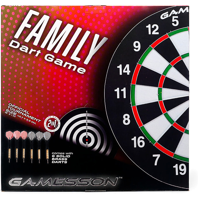 Gamesson family dartsæt med skive og 6 pile – produktbillede