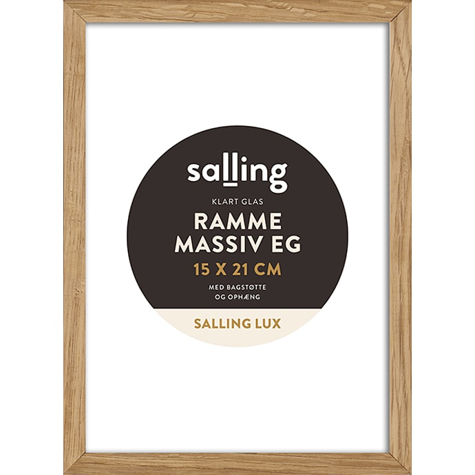 Ramme i massiv eg m. glas - 15x21 cm