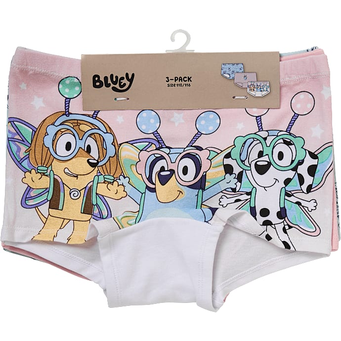 Bluey 3-pak hipster str. 86/92 - rosa/blå