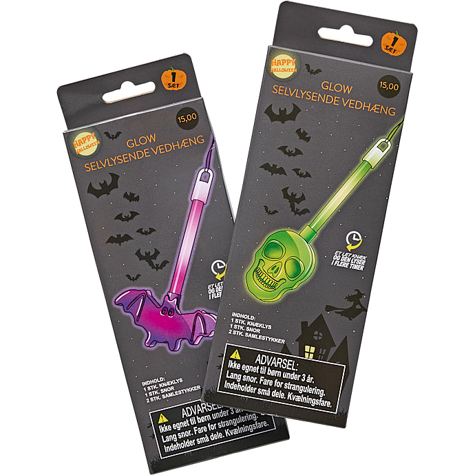 Halloween glow halskæde - flere varianter - assorteret