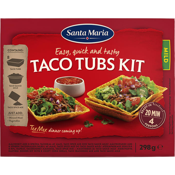 Tacoskaller m. tacosauce og -krydderiblanding