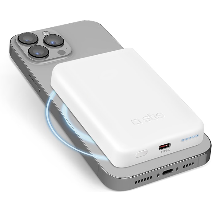 SBS Magnetisk powerbank 5000 mAh hvid