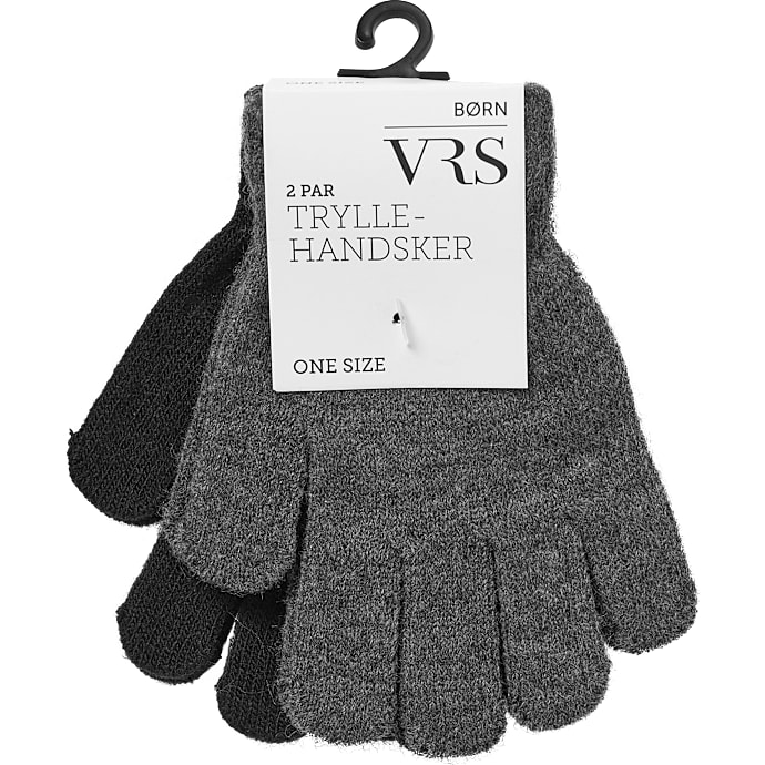 VRS kids børnehandsker 2-pak grå/sort one size