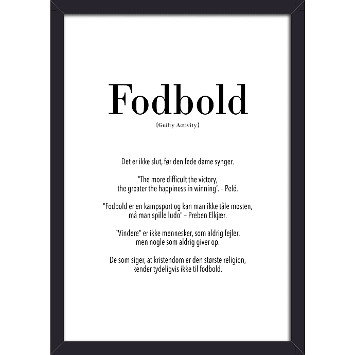 Salling fodbold plakat med sort glasramme 21x29,7 cm