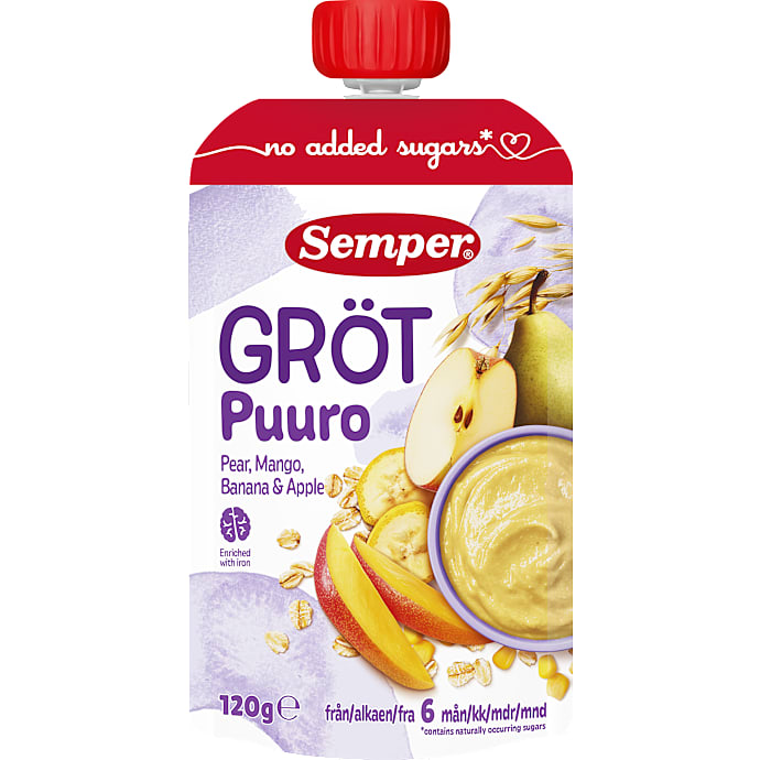 Grødsmoothie m. pære og mango fra 6 mdr.