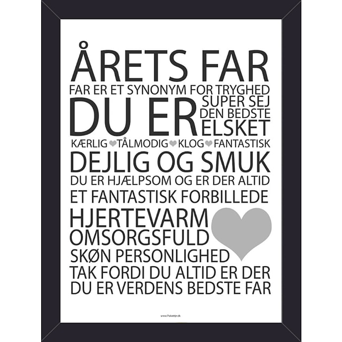 Salling Årets Far plakat med sort glasramme 15x21 cm