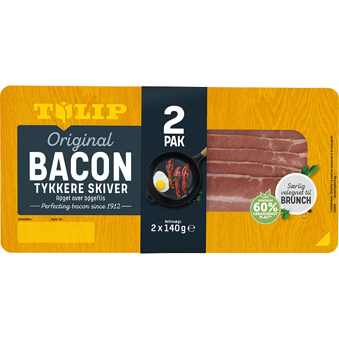 Tulip Bacon tykke skiver 2 pk 280 g