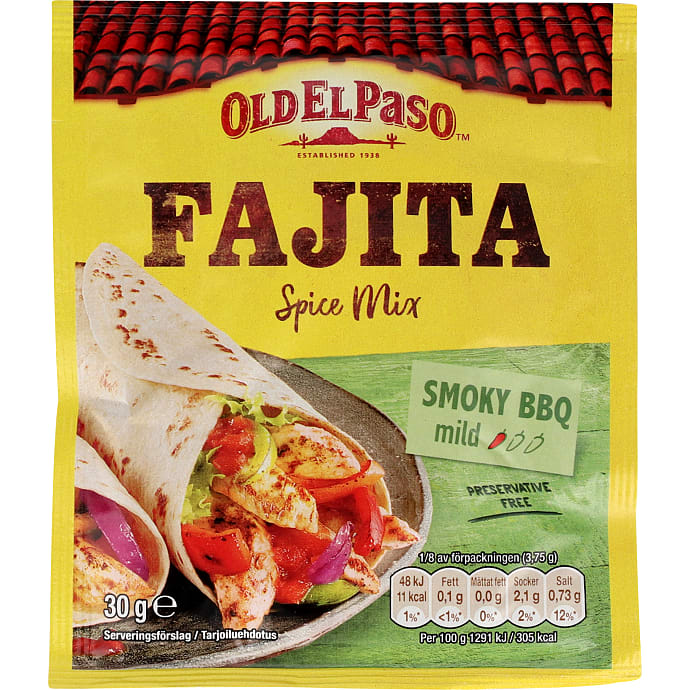 Fajita krydderiblanding m. røget barbecue mild