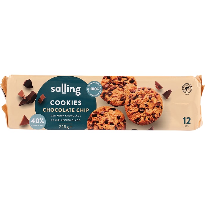 Cookies m. mørk og mælkechokoladestykker