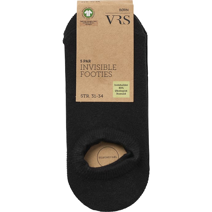 VRS kids Børne footies 5-pak str. 31/34 sort