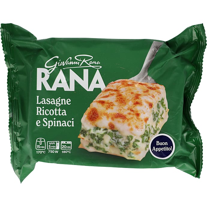 Lasagne m. bechamelsauce, ricotta, spinat og mozzarellaost