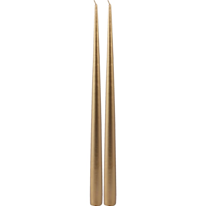 Windsor hånddyppede lys med lak H: 39 cm 2-pak - guldfarvet