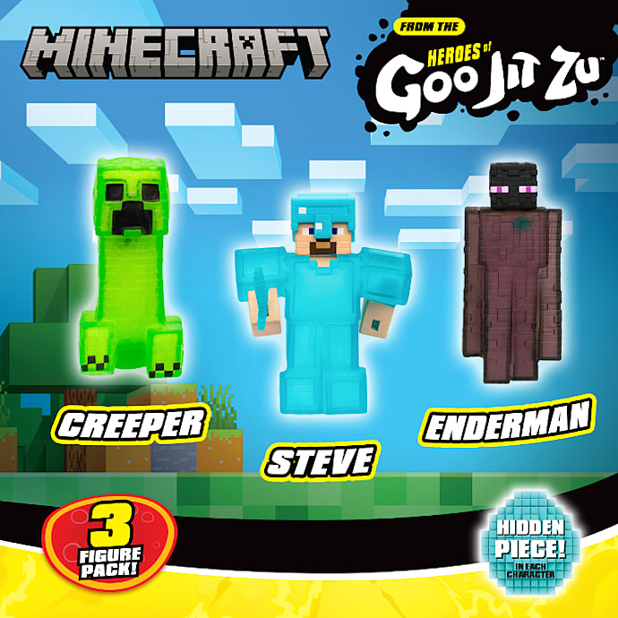 Goo Jit Zu Minecraft figurer - Creeper, Steve og Enderman