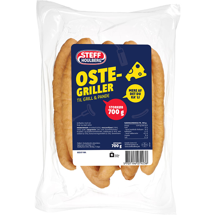 Grillpølser m. ost 62% kød