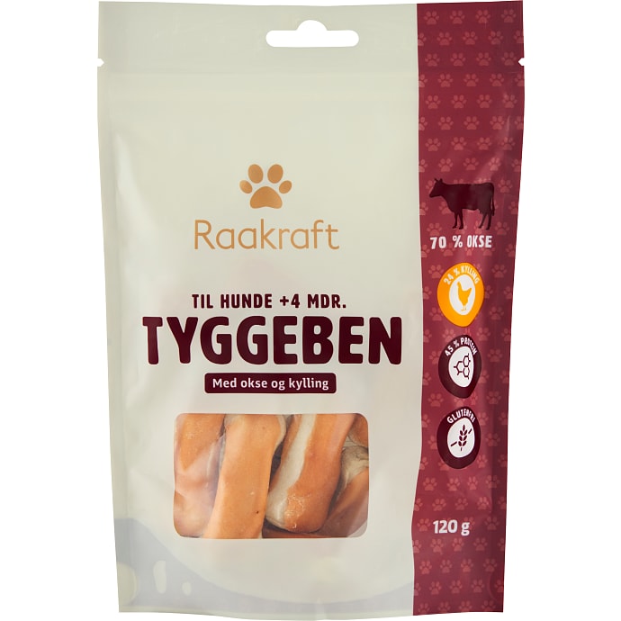 Tyggeben m. okse og kylling