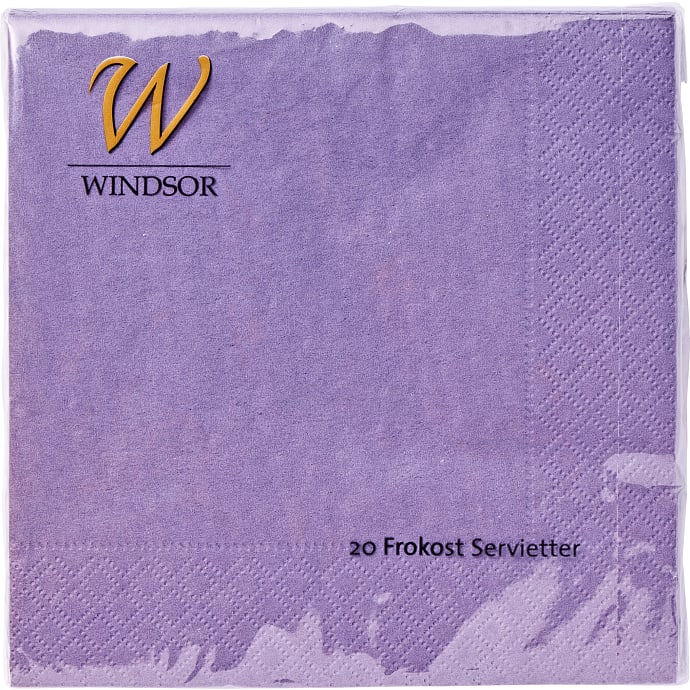 Windsor ensfarvede servietter 33x33 cm 20-pak - lys lilla