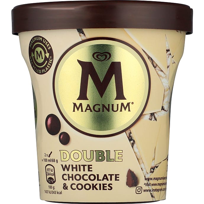 Flødeis m. cookies og hvid chokoladeskal