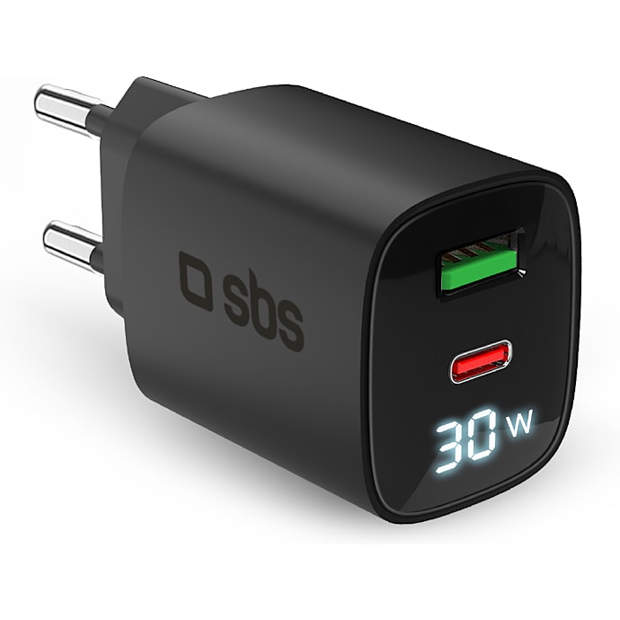 SBS Oplader USB-C+A Sort
