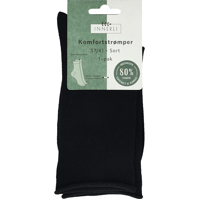 In Dame Komfort Bambusstrømper Sort