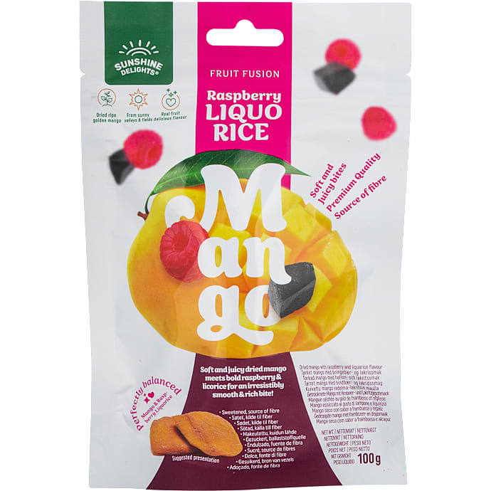 Tørret mango m. hindbær og lakridssmag