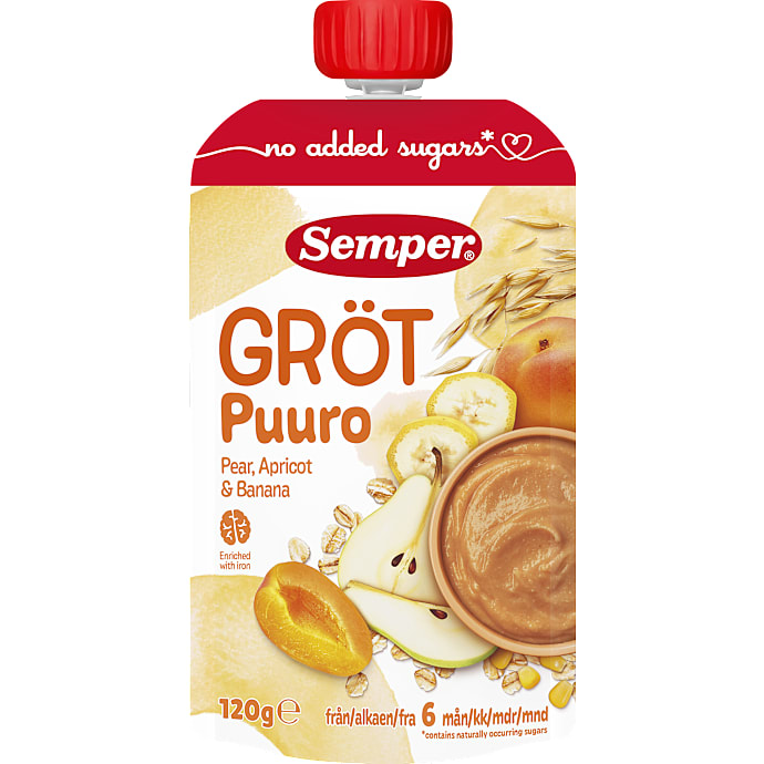 Grødsmoothie m. pære og abrikos fra 6 mdr.