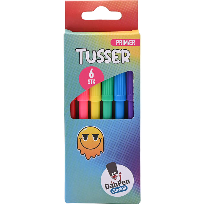 Danpen Junior tusser primære farver 6-pak
