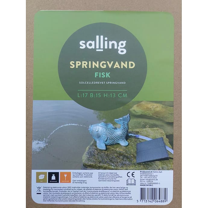 Salling Solcelledrevet Springvand Fisk