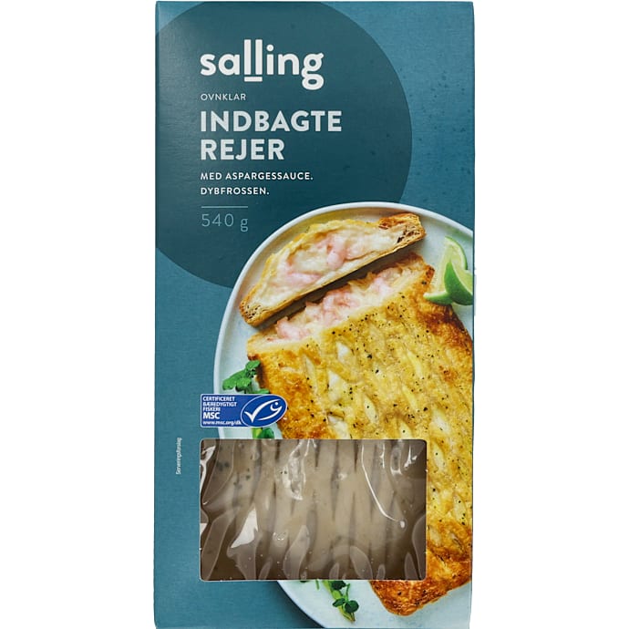 Indbagte rejer m. aspargessauce – produktbillede