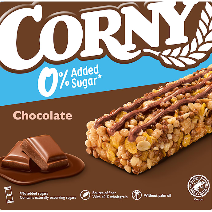 Müslibarer m. chokolade sukkerfri 6-pak, Corny