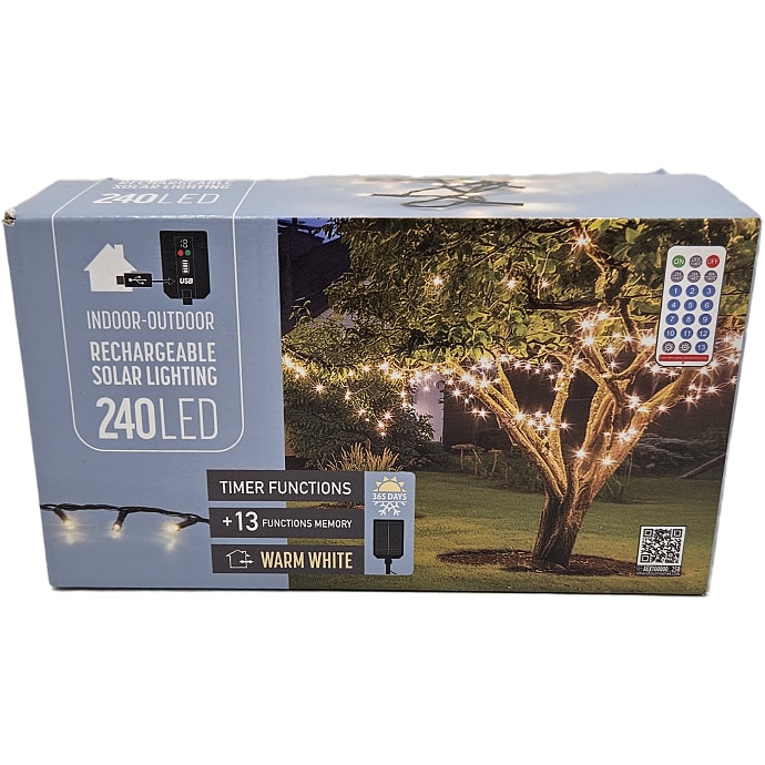 Lyskæde med 240 LED - varm hvid