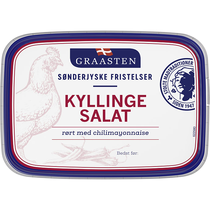Kyllingesalat rørt med chilimayonnaise