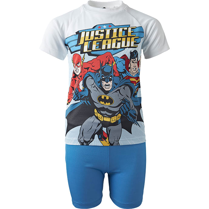 Justice League shorts sæt str. 110/116 - hvid/blå