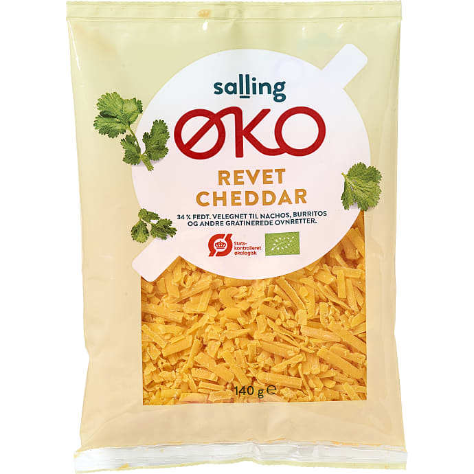 Salling ØKO Revet cheddar 34% fedt 140 g