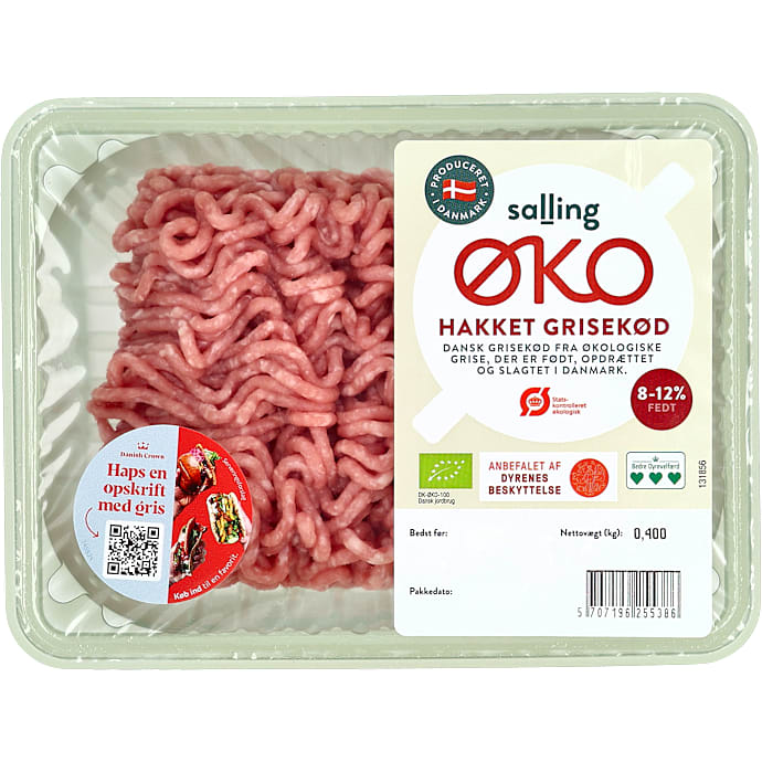 Hakket grisekød 8-12% fedt friland øko