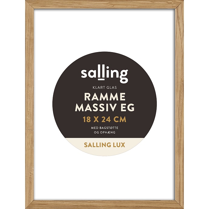 Ramme i massiv eg m. glas - 18x24 cm